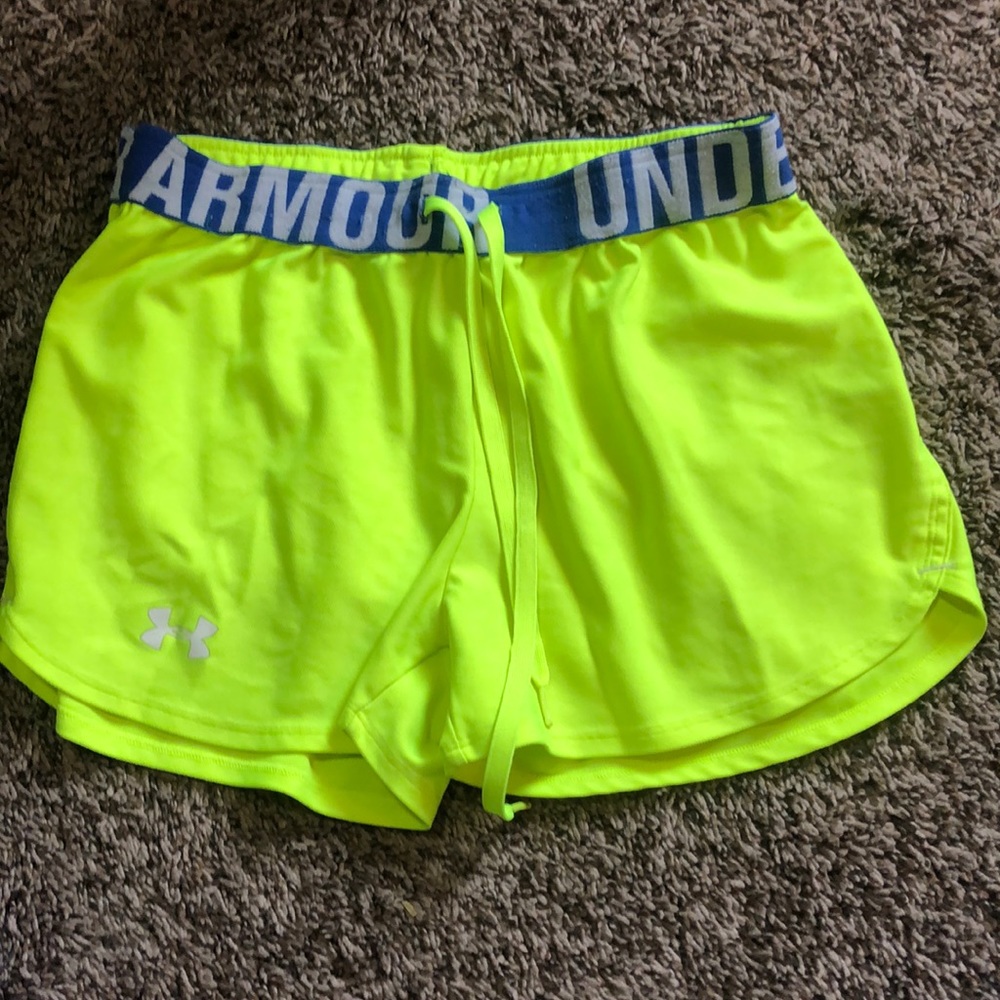 Neon Under Armour shorts
